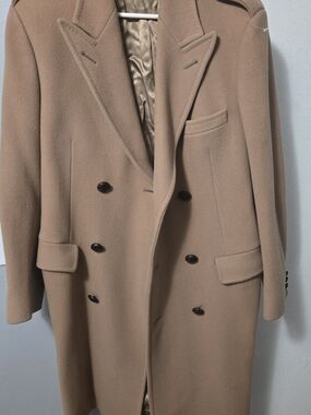 Men's Double-Breasted Tan Pea Coat